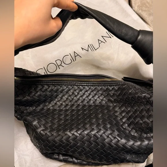 Giorgia Milano Black Woven Leather Bag - Picture 4 of 4